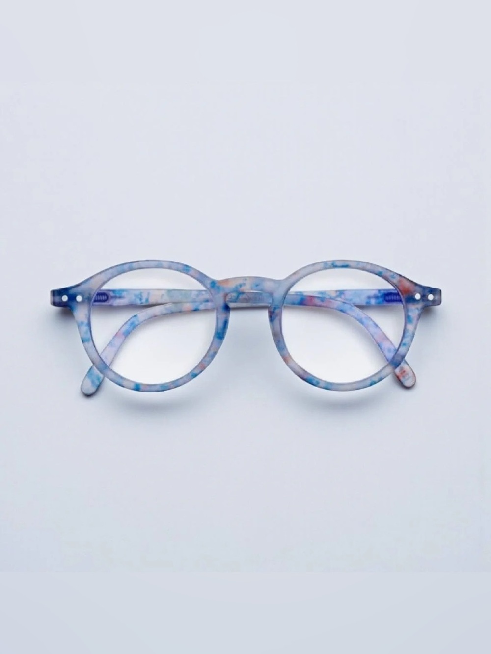 Round Marble-Pattern Women's Glasses in Blue